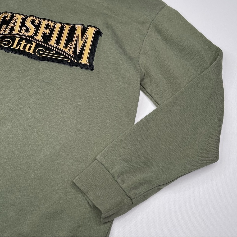 Star Wars Sweatshirt Lucas Film 50th Anniversary Crew Fleece Inside Khaki Green - Picture 3 of 13